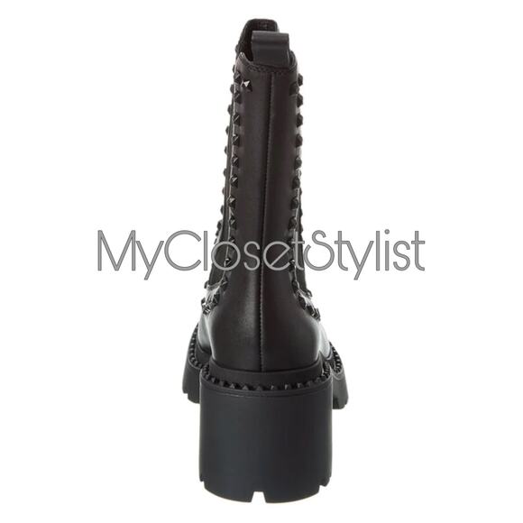 ASH Black Studded Leather Moto Rocker Boots 8 NEW & RARE! Festival Combat Boot - Picture 4 of 9